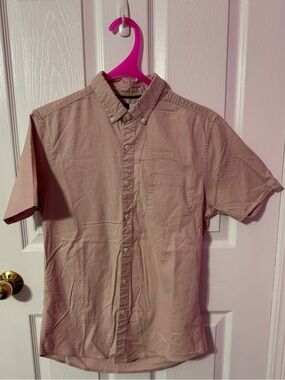 Topman Short-Sleeve Button-Down Shirt in Dusty Pink